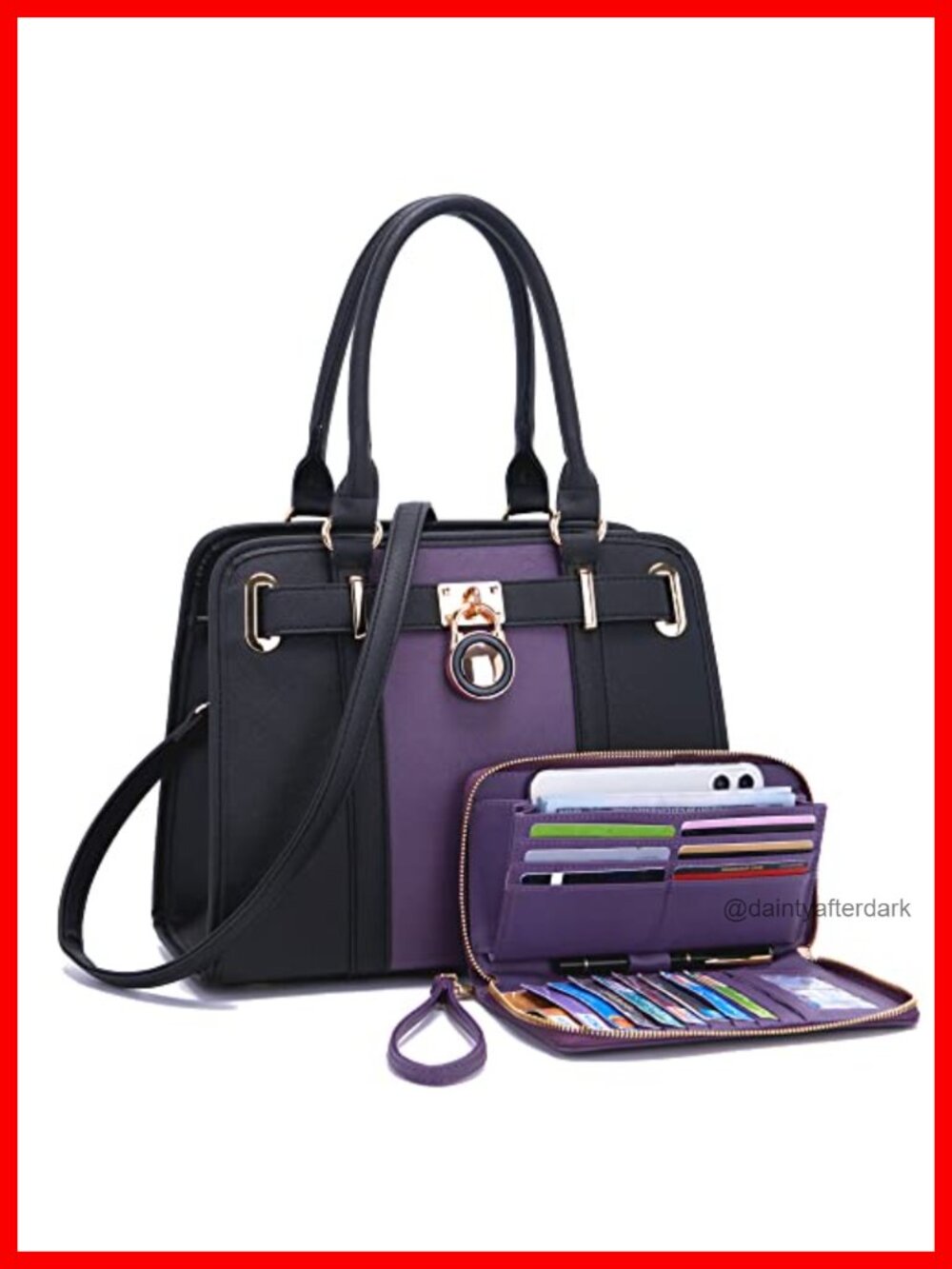 Structured Satchel Tote Handbag Set with RFID Wallet